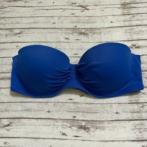 Victoria’s Secret Sz 36C Womens Swim Bra Bikini Strapless Bandeau Blue Underwire